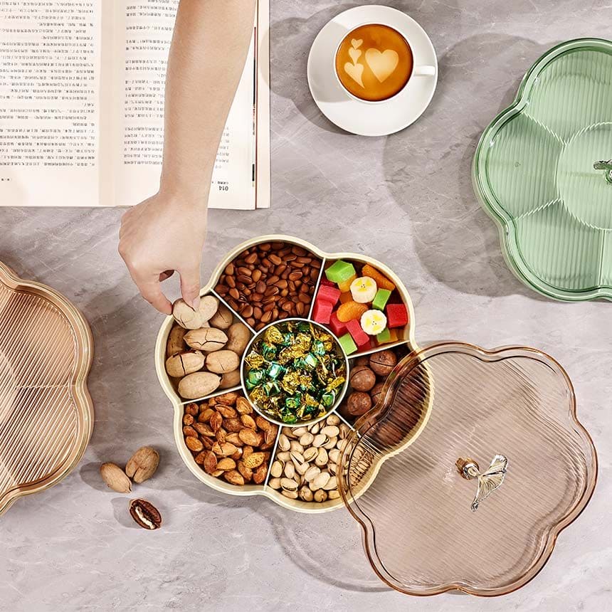 Fish Tail Candy Box, 7 Compartment Flower Dried Fruit Box, Multifunctional Food Container, Candy And Nut Serving Container, Appetizer Tray with Lid Fish Tail Candy Box, 7 Compartment Flower Dried Fruit Box, Multifunctional Food Container, Candy And Nut Serving Container, Appetizer Tray with Lid